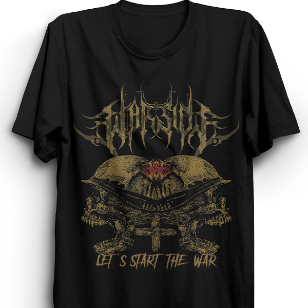 death metal tshirt lest's strat the war